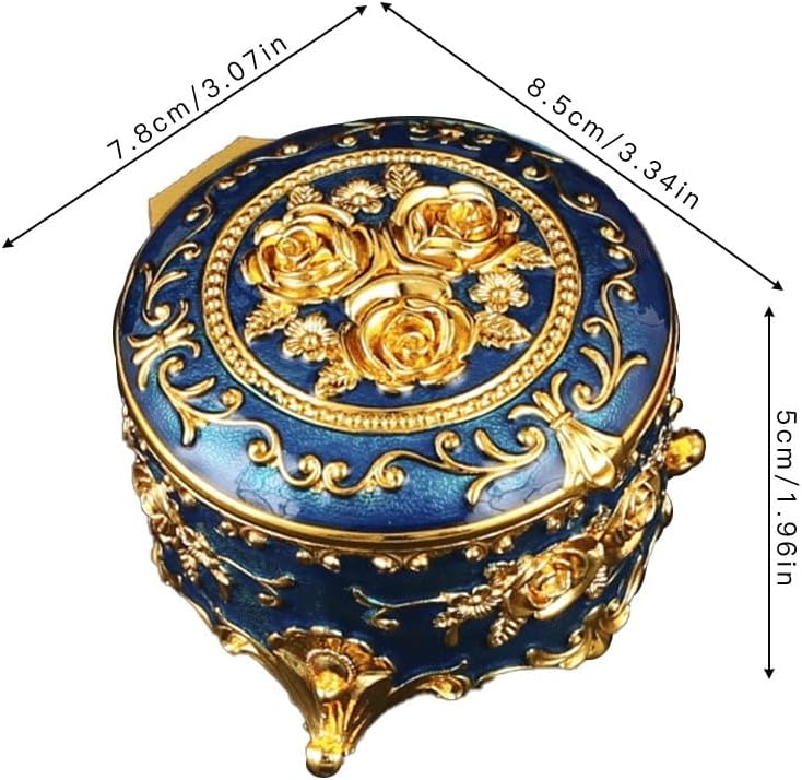 Rose Jewelry Box Retro Personality Home Enamel Dresser Metal Storage image 5