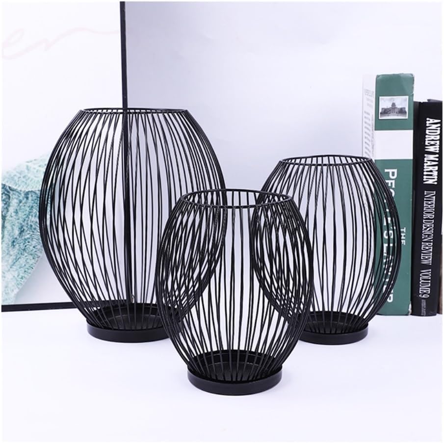 Candle Holder Pack of 3 Iron Candlesticks, Simple Mesh Home Wedding Decor, Chinese Style Ornaments