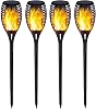 Solar Garden Light - Waterproof IP6512 LED Torch with Flame, Outdoor Solar Lamp LED Solar Flashlight, Outdoor Spotlight, 4pcs