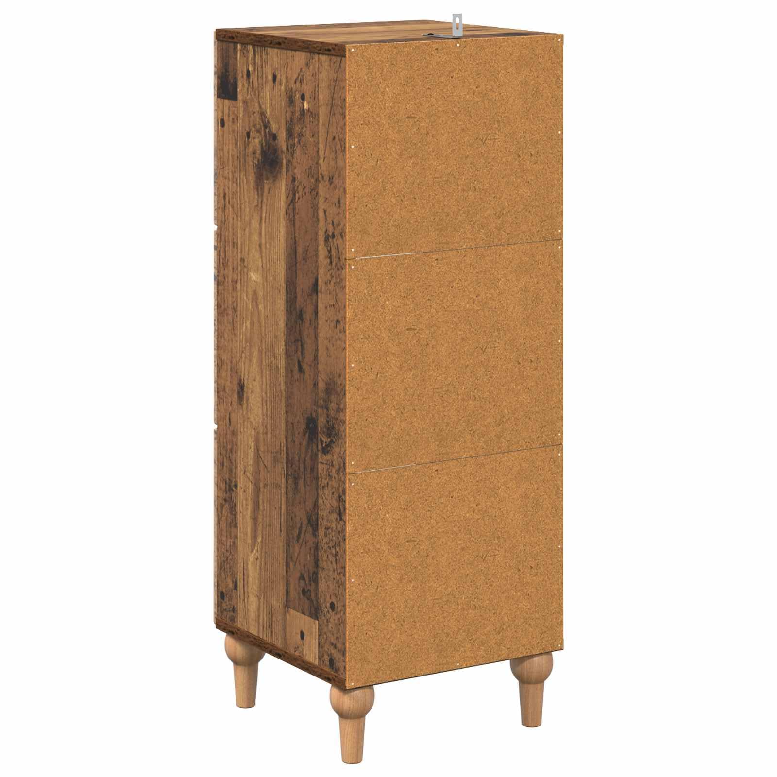 Cassettiera in legno anticato, 33 x 34,5 x 90 cm, con 3 cassetti, versatile armadio portaoggetti per casa, ufficio, cantina e officina, pratica soluzione di ordine