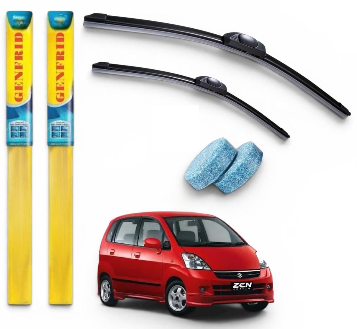 Car Windshield Wiper Blades Suitable With Maruti Zen Estilo - Set of 2Pc (D-21, P-12)-image-11