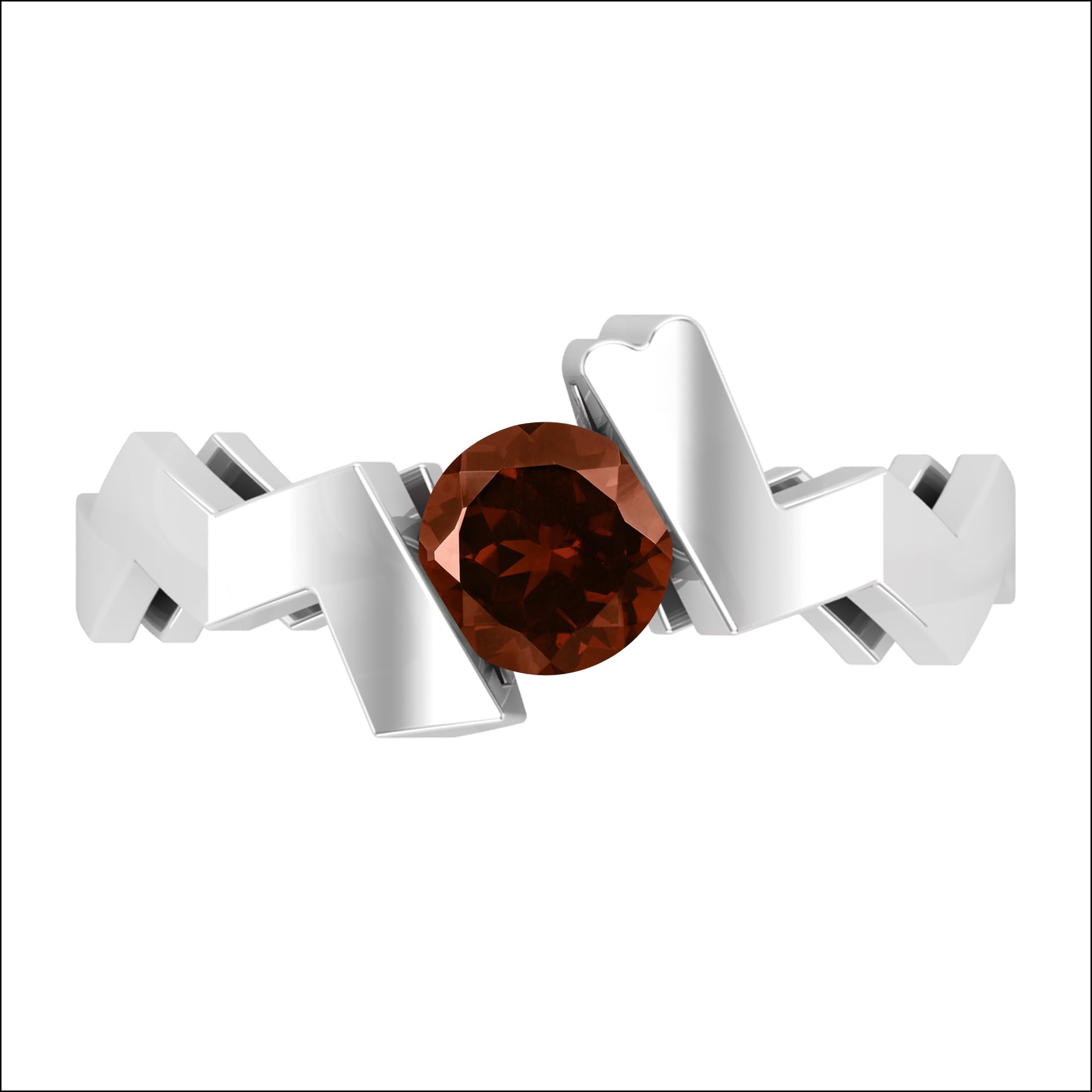 Dazzlingrock Collection Anillo de compromiso solitario en zigzag granate redondo de 5 mm para mujer en plata de ley 925