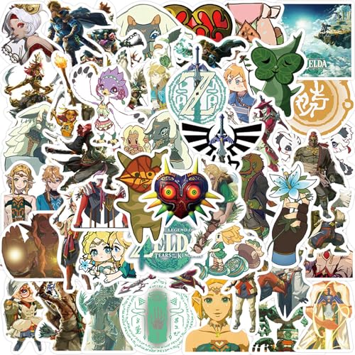 50pcs The Legend of Zelda: Tears of The Kingdom Stickers for Water Bottle Waterproof Vinyl Decal for Adult Teen Kids Laptop Skateboard Phone Travel Case Bike Guitar