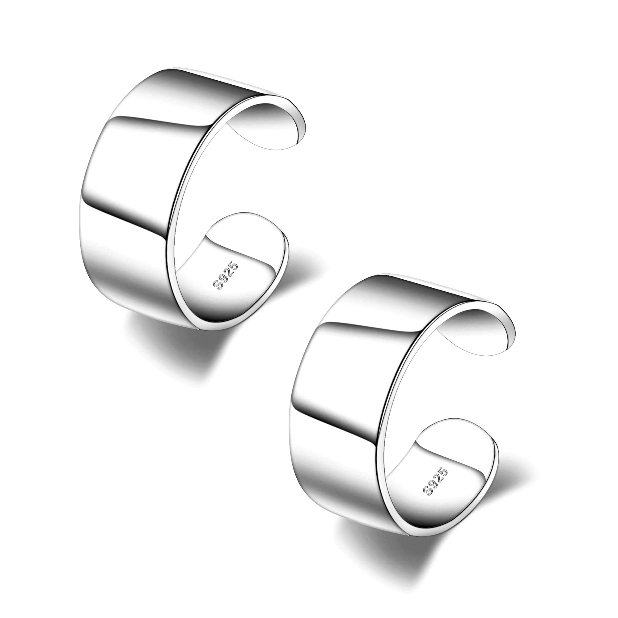 CHIC &amp; ARTSY 925 Sterling Silver Ear Cuffs for Women, Non Piercing Clip On Cartilage Cuffs, Adjustable Fake Conch &amp; Helix Earrings, Gold Plated &amp; Oxidized Various Styles