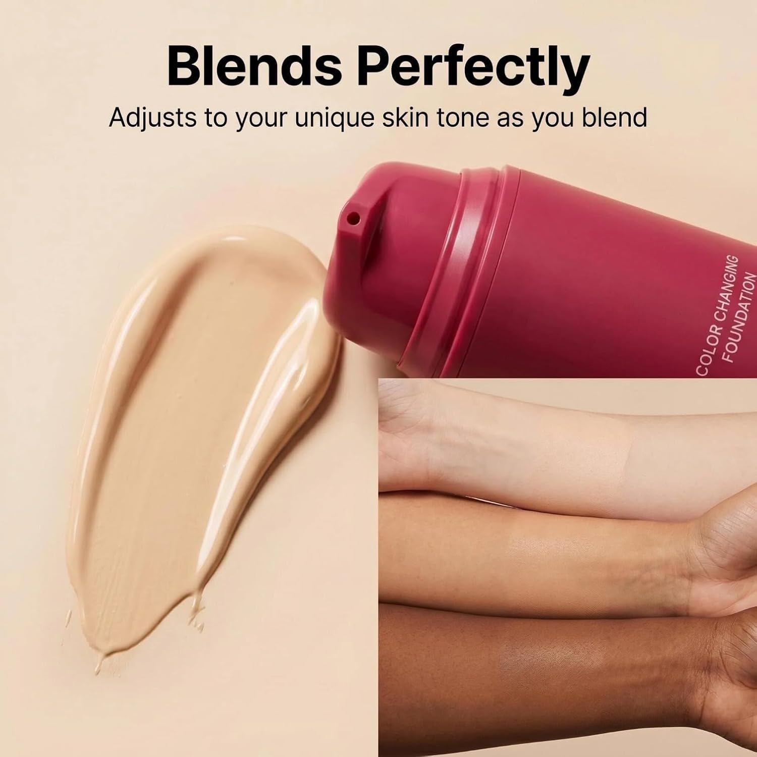 Color Changing Foundation, Skin Tone Adapting Liquid Foundation for Natural Finish, Lightweight Buildable Coverage, SPF 15 Makeup for All Skin Types, 1 Fl Oz (A)