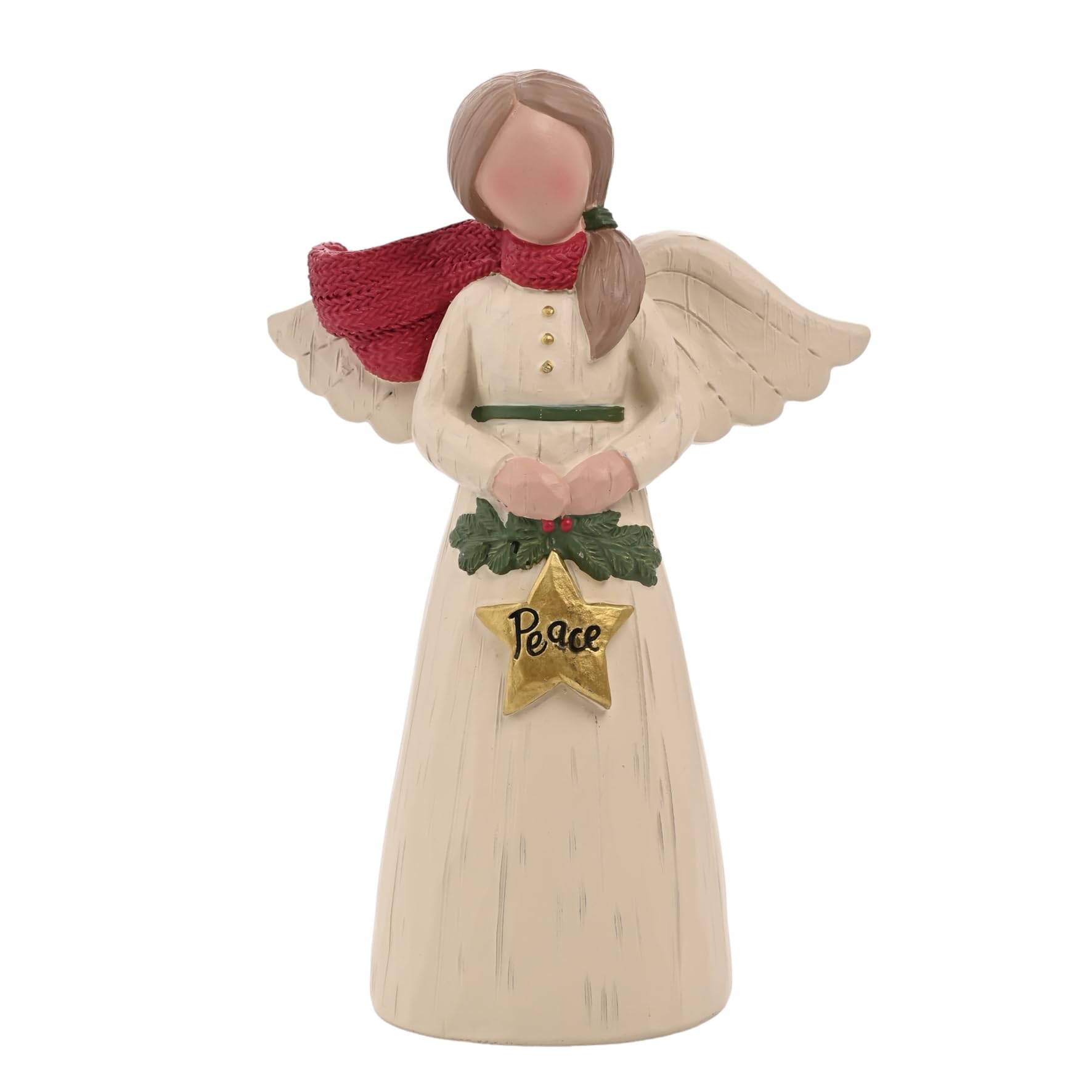 Widdop And Co Cream The Seasonal Gift Co - Peace Angel Ornament - With Foliage & Star - Nordic Nights - Whimsical Christmas Home Decor & Homeware Gifting Present For Xmas, Festive Season Gift For Love & Gratitude.