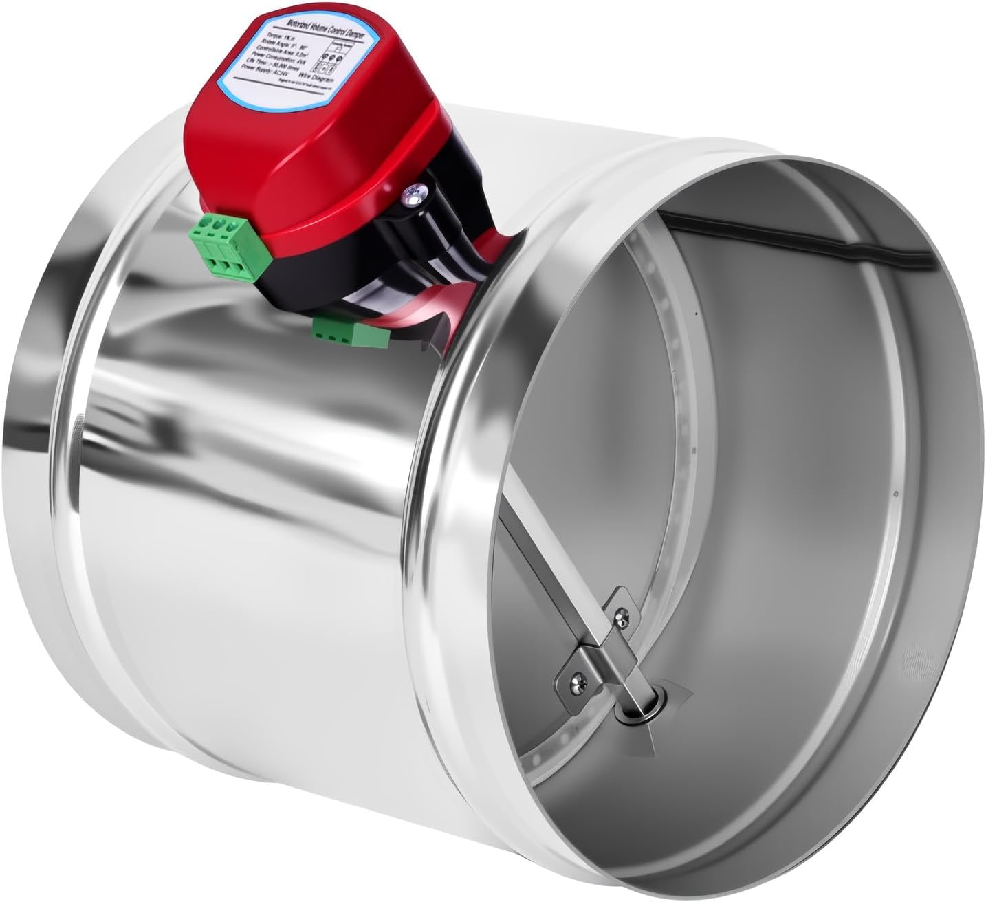 8" Motorized Duct Damper,On/Off Backdraft Damper Control, Stainless Steel Airflow Control Damper for HVAC System, 24V AC 8 Inch