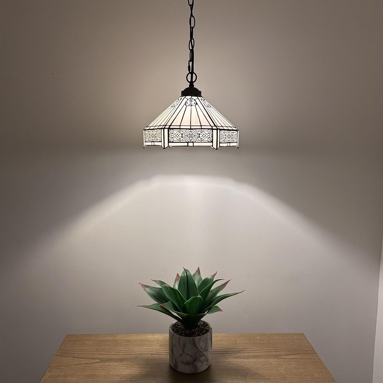 enjoy decor lamps Tiffany Pendant Lighting White Hexagon Stained