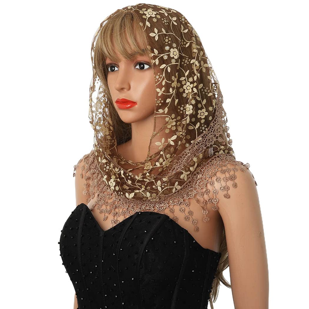 Ursumy Lace Mantilla Veils Triangle Lace Veil Catholic Church