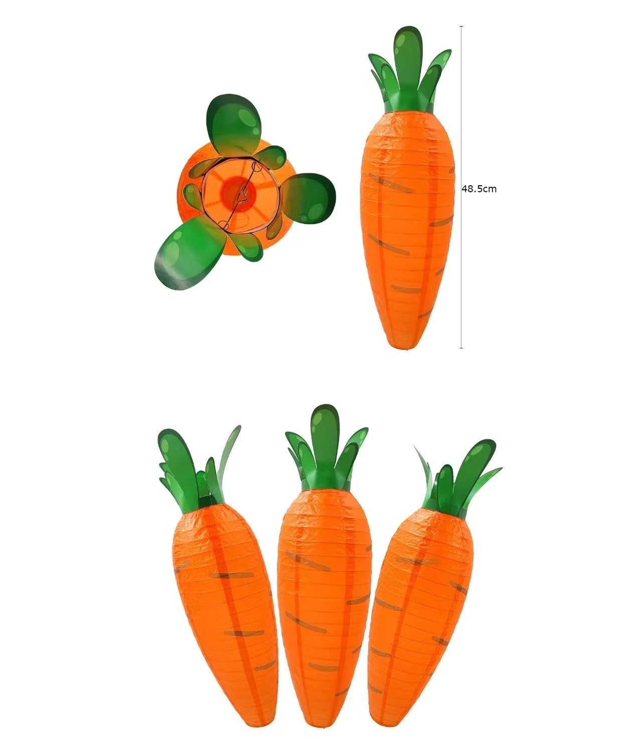 Papierowe Lampiony Lampiony Papierowe W Kształcie Marchewki Na Przyjęcie Klasowe, Urodziny, Wielkanoc Dekoracje Imprezę(3pcs)