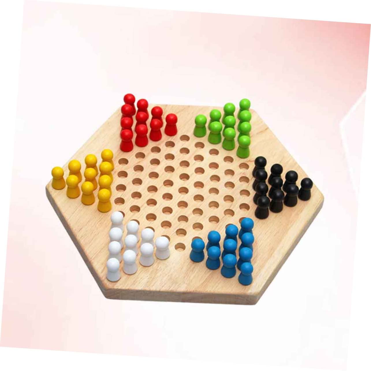 Dames Hexagonales en Bois 1 Pièce, Jeu pour Garçon et Filles et Adultes