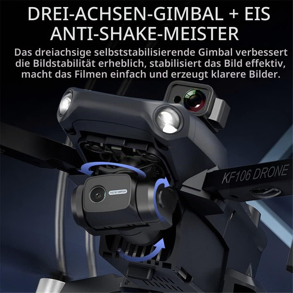 KF106 MAX Drohne mit Kamera 4K HD, 360 Grad Laser Hindernis Vermeidung, 3-Achsen Gimbal, 22 Minuten Flugzeit, GPS Folge mir, Intelligente Rückkehr