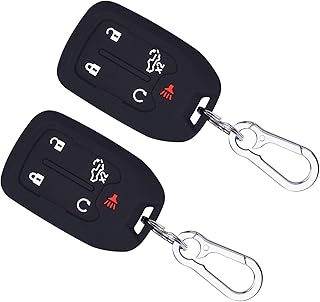 Wisdompro 2 Pcs Silicone Key Fob Cover for GMC Sierra, Keyless Remote Protector for Chevrolet Silverado 1500 2500HD 3500HD, for GMC Sierra 1500 2500HD 3500HD (5-Button)