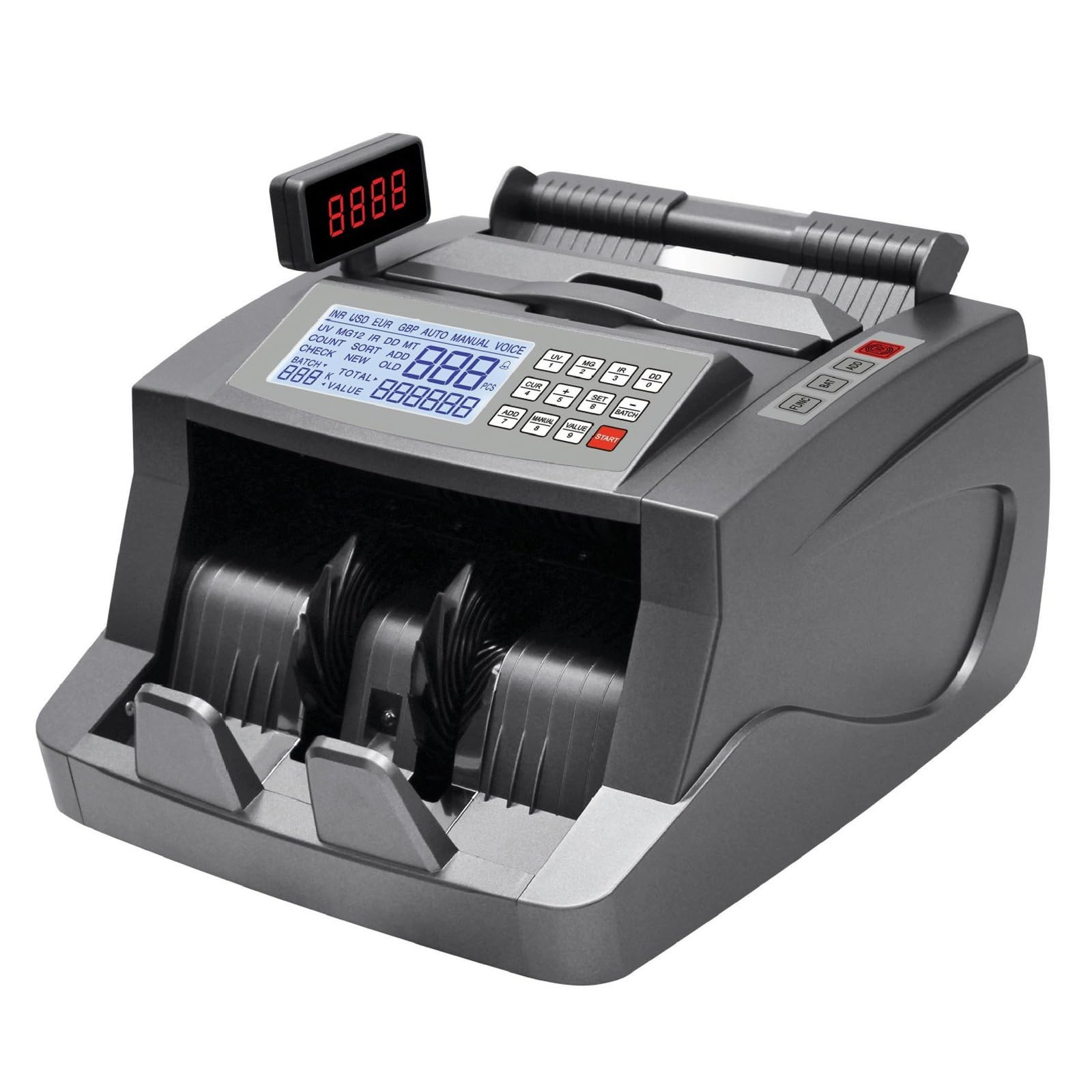 Rilevatore di banconote e contraffazioni, sistema automatico di conteggio dei contanti per varie valute, modalità di aggiunta e batch, conta fino a 1000 banconote al minuto