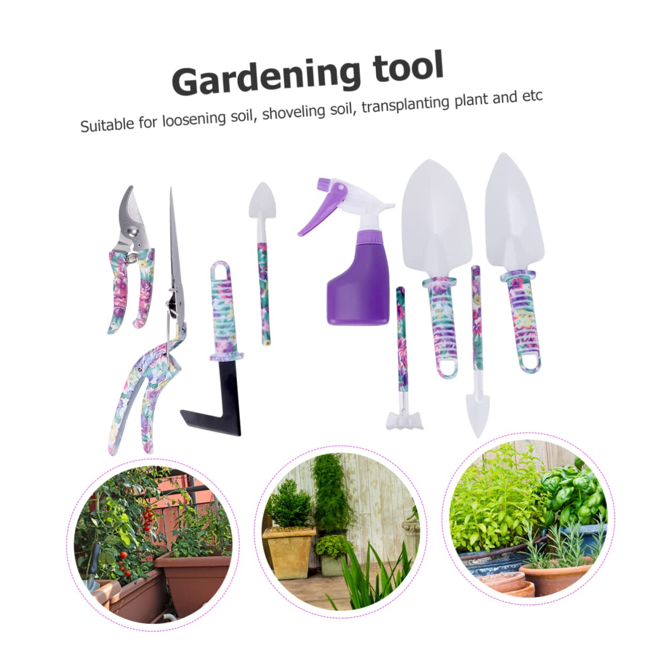 YARNOW 10pièces Outils De Jardinage Pelle Râteau Cisaille Coupe-Herbe Outils De Jardinage Multifonctionnels