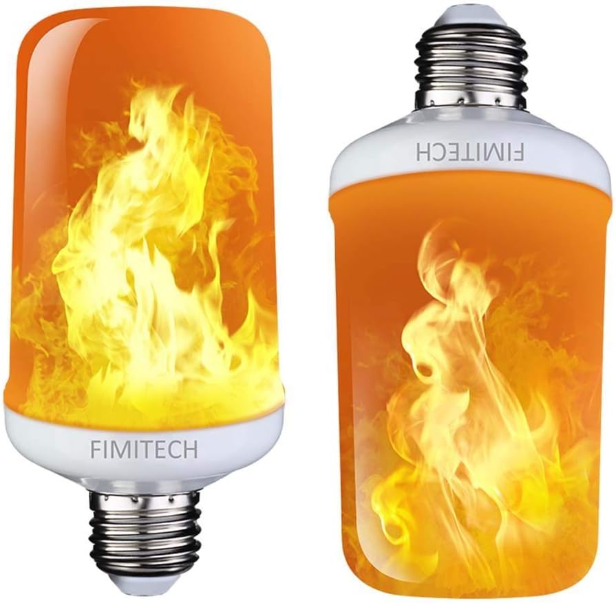 Flame Bulb, Fimitech LED Flame Effect Fire Light Bulbs, 4 Modes, E26 Standard Base, 108pcs LED Flame Light, Atmosphere Lighting, Decorative Light for Halloween,Christmas (Style 2-2 Pack)