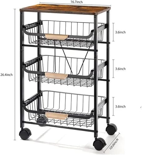 Miniatura 6 de Carrito de almacenamiento de cocina con ruedas, carrito de cocina con almacenamiento y ruedas, carrito de metal rodante de malla, carrito de 4