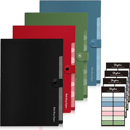 Miniatura 1 de SKYDUE - Organizador de carpetas de acordeón de 8bolsillos, carpetas expandibles, organizador de documentos portátil, tamaño cartaA4, cierre a