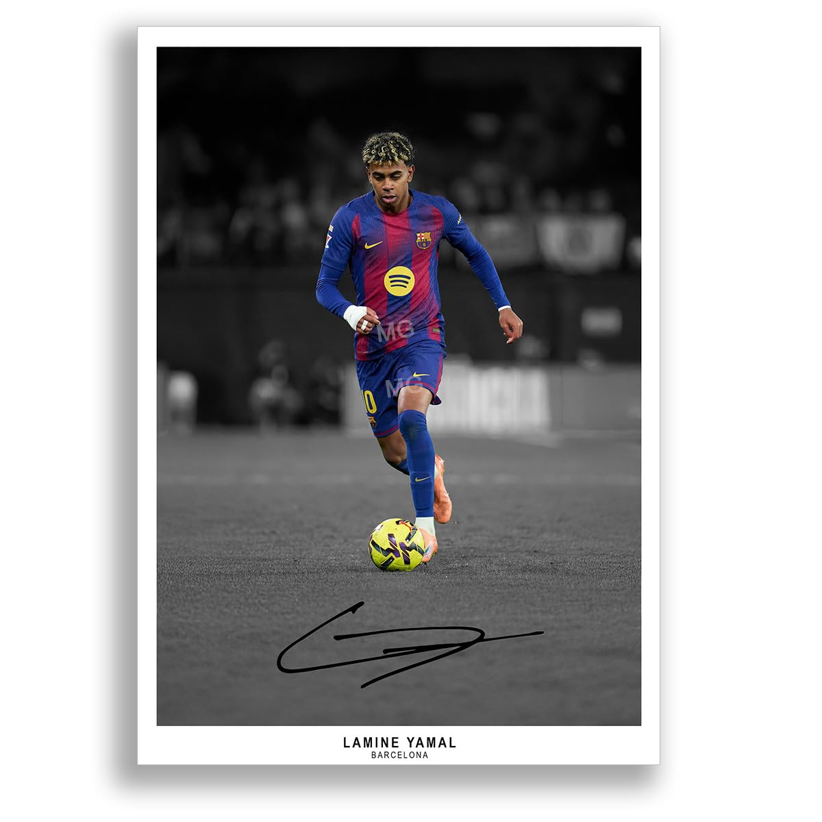 Lamine Yamal Barcelona Signed Photo Poster Print Picture Display Framed Autograph Memorabilia Gift Spain (A3 Poster Only)