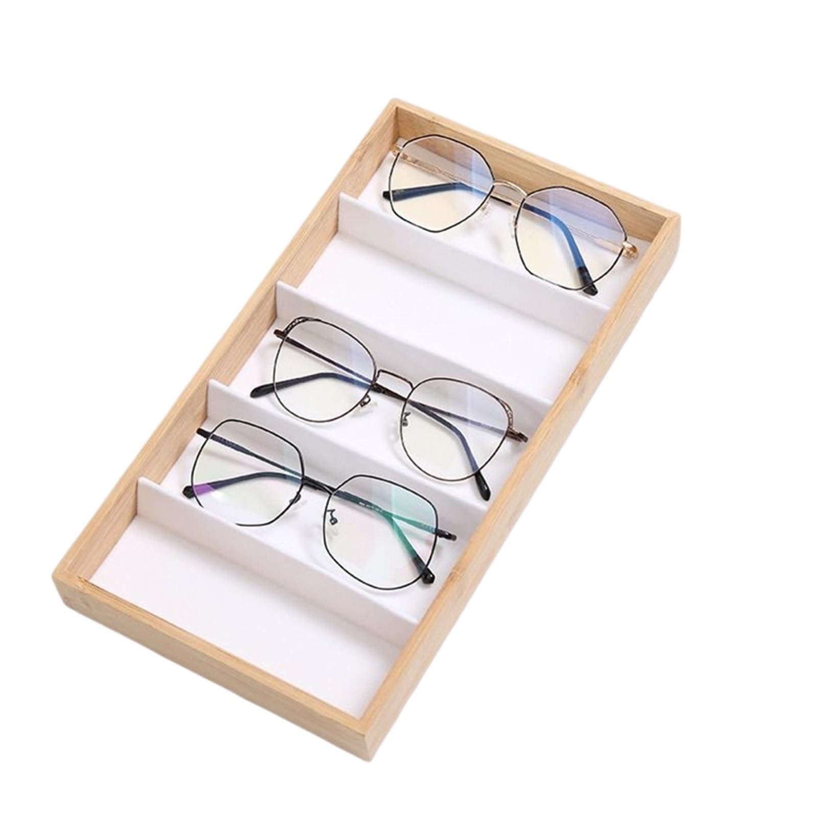 Sunglasses Organizer Glasses Display Tray Eyewear Wood Velvet Stackable For,Jewelry Organizer