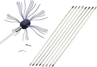 chimney sweep kit Chimney Sweep Kit, 20 FT Chimney Cleaning Kit With 6/8/10/12 Nylon Flexible Rods, Rotary Drill Driver Chimney Brush Kit For Cleaning Fireplace (Color : Blue, Size : 8 m)
