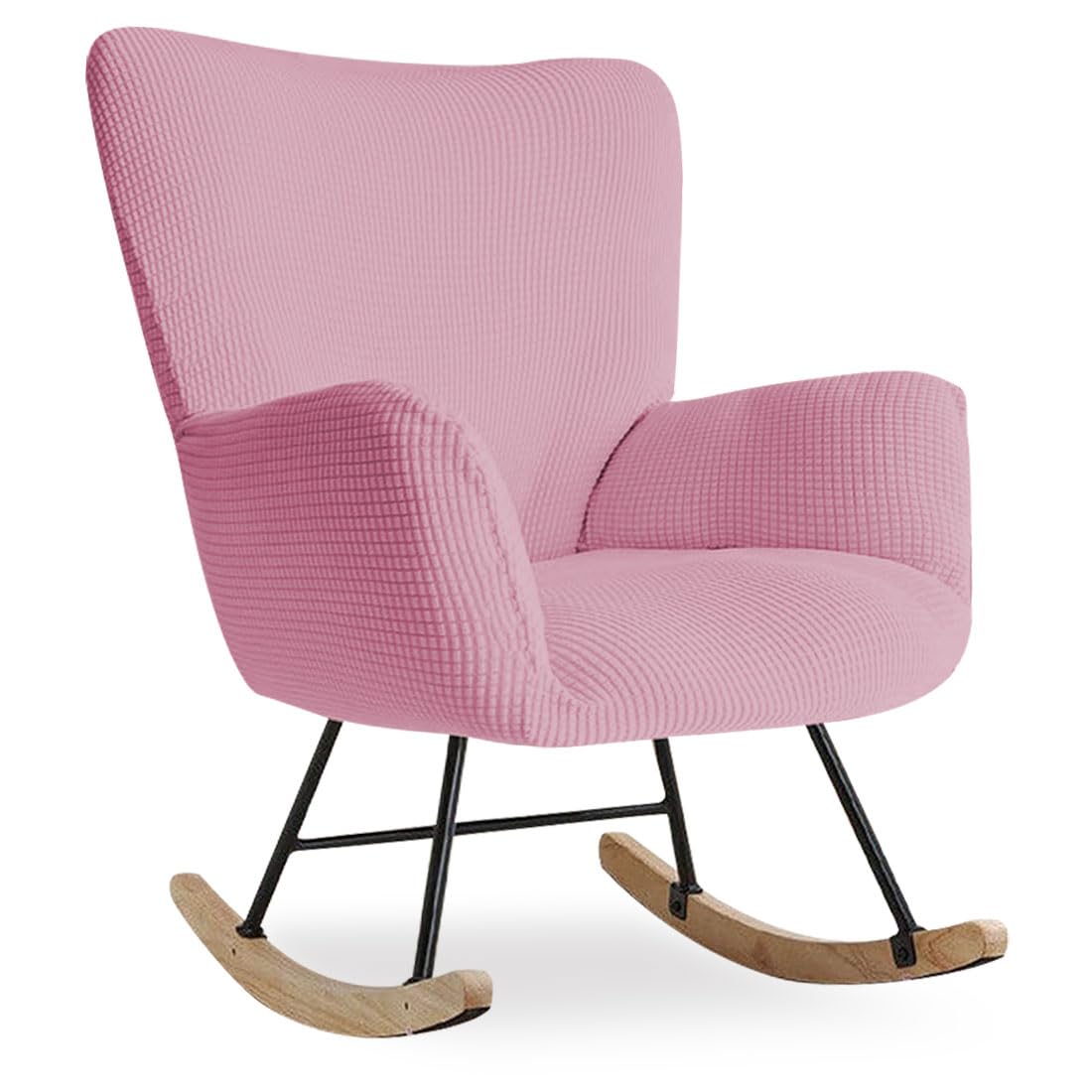 Nursery Rocking Chair Cover Stretch Glider Chair Covers Jacquard Modern Reading Chair Slipcover Rocking Accent Armchair Protector for Living Room Nursery Bedroom, Pink