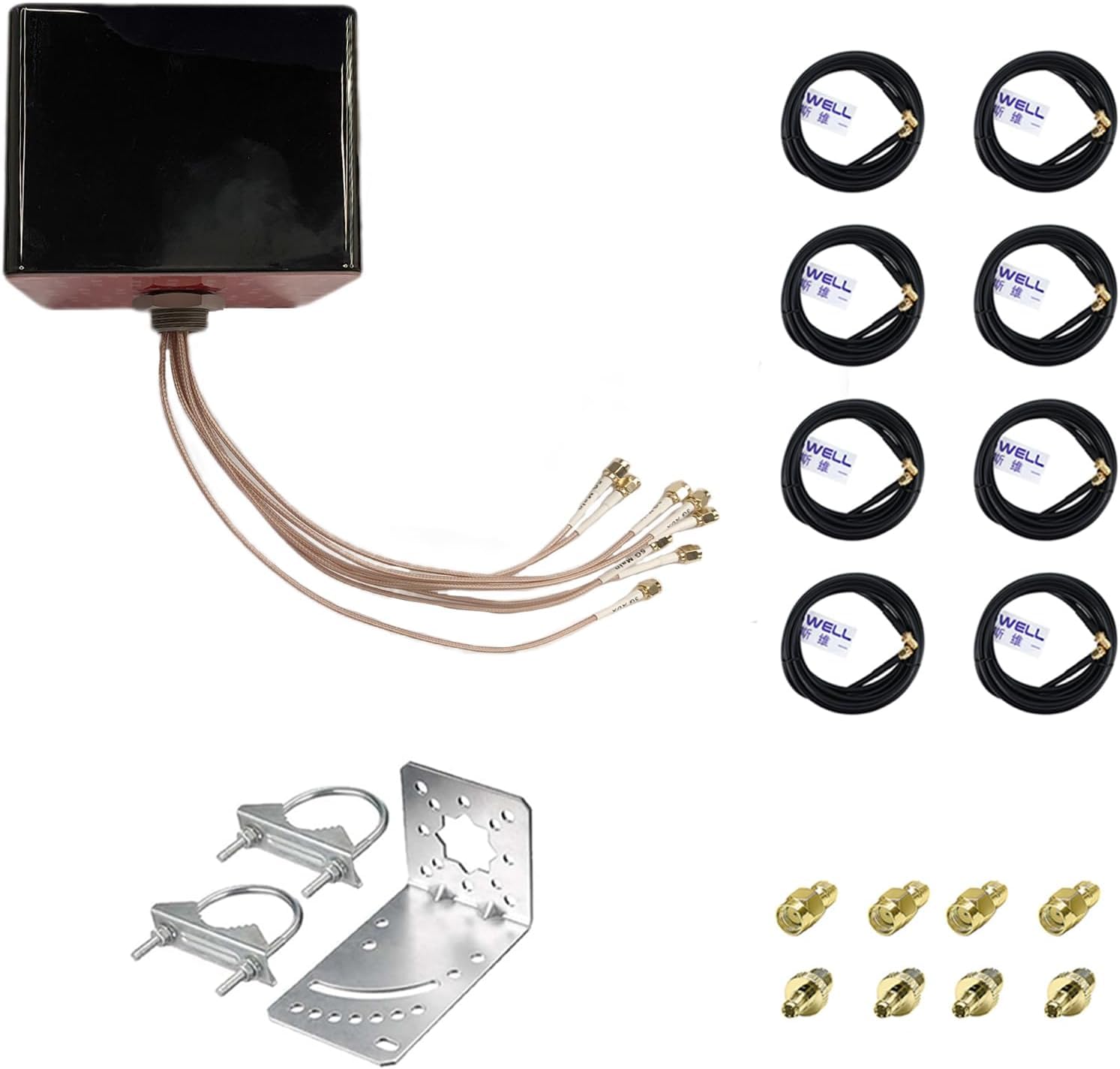 Maswell Combo 8X8 MIMO Antenna 4G/5G e GPS, Omni 600-8000MHz, Up to 6dBi, GNSS GLONASS Beidou Gaileo, WiFi 7 Ready (kit completo)