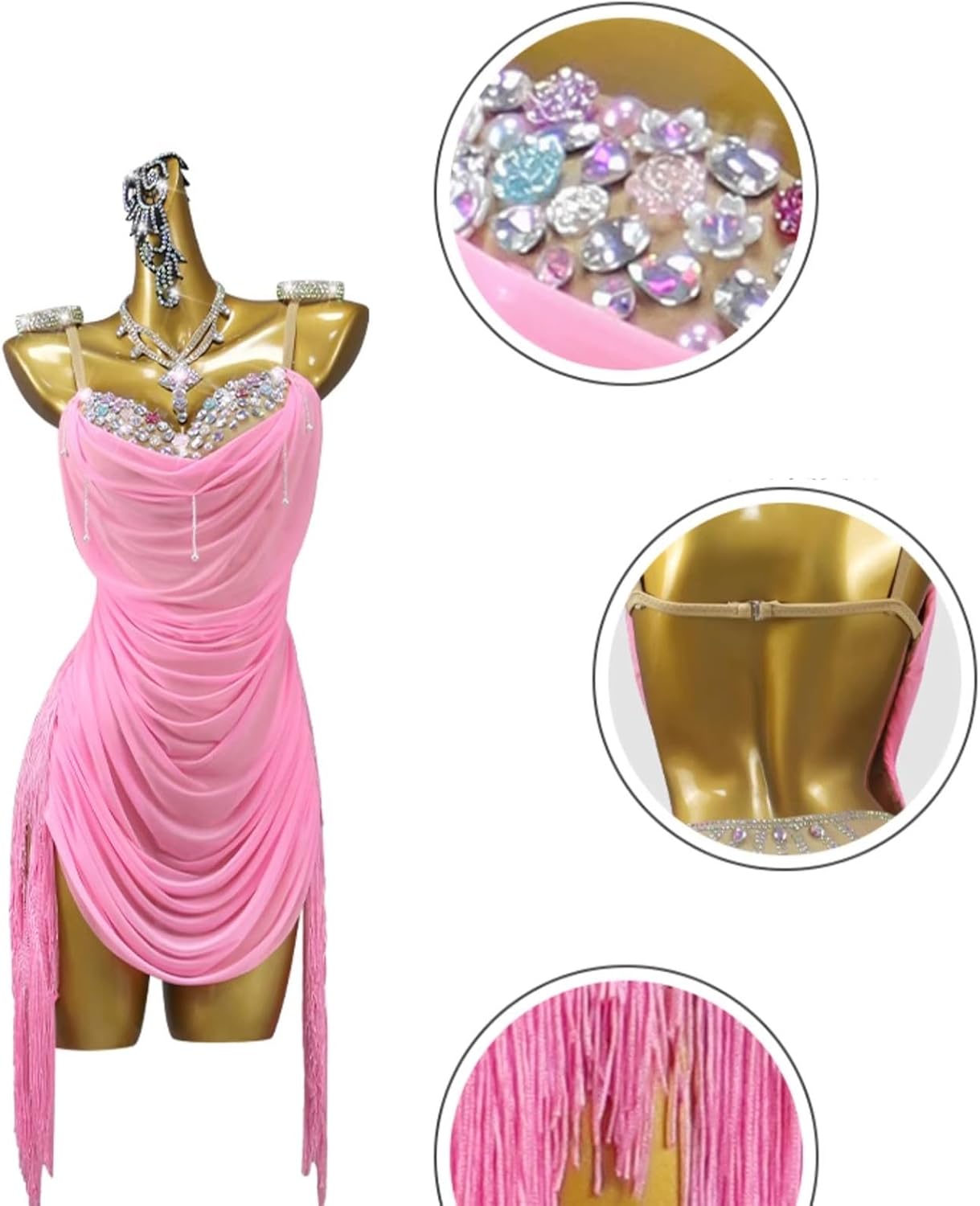 V Neck Professional Latin Dance Performance Dresses for Women Deco Fringe Dance Party Dress Latin Ballroom