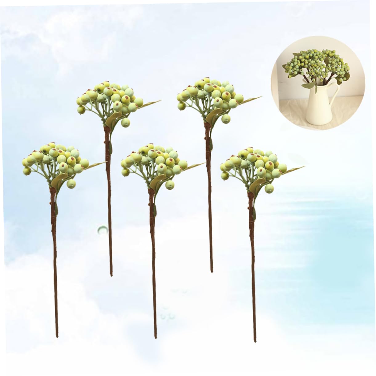 TOPBATHY 15pezzi Bacche Artificiali Verdi Per Decorazioni Natalizie e Feste Fiori Finti Realistici Per Matrimonio Ufficio Centro Tavola e Altre Occasioni Speciali