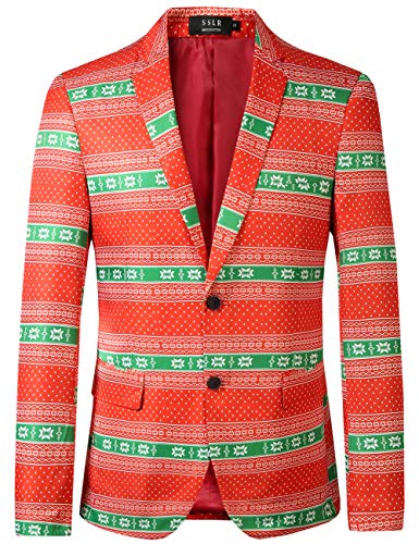 SSLR Men's Xmas Funny Ugly Christmas Blazer Jacket