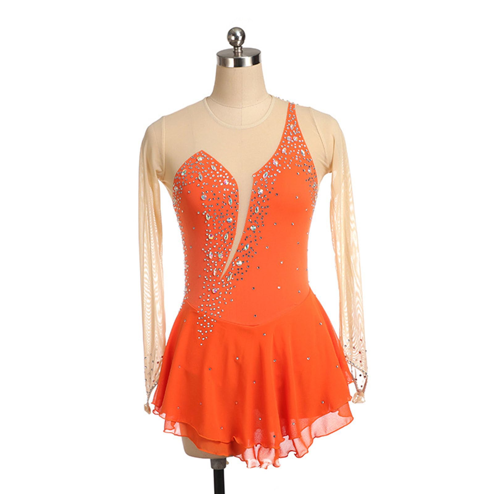 Robe Patinage Artistique avec des Diamants, sans Manches Robe Patinage à roulettes, Coupe AjustéE Gymnastique Danse Justaucorps Short SéCurité IntéGré