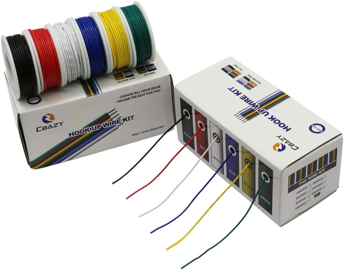 Electrical Wire CBAZY™ Hook up Wire Kit (Solid Wire) 24 Gauge 6 Colors 32.8 feet Each Wires 24 AWG