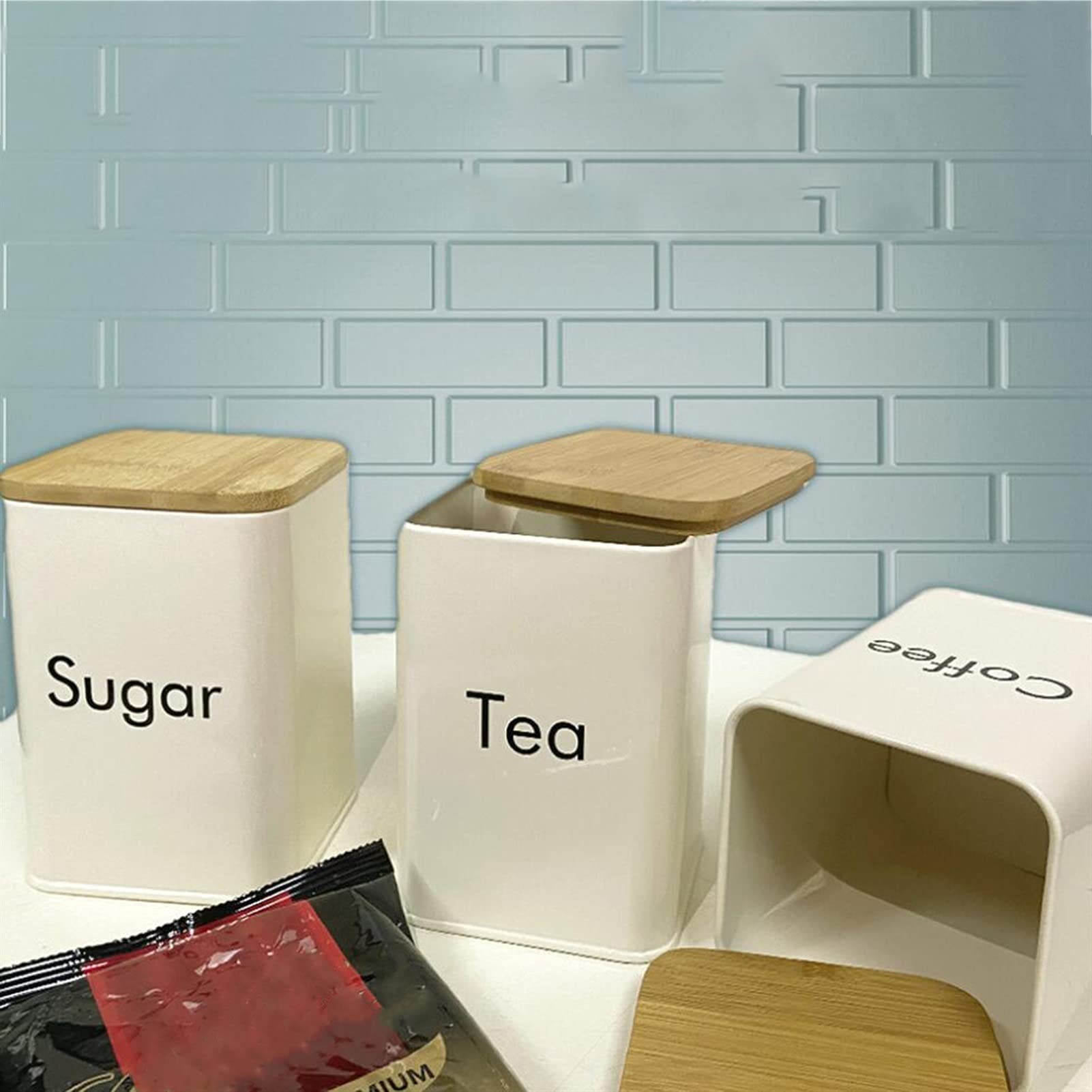 QINGGANGLING999 Kaffeedosen 3 stücke Kaffeezucker Aufbewahrungsbox Food Storage Container Gläser Sparen Sie Platz for Küchenbüro Kaffeedose Luftdicht
