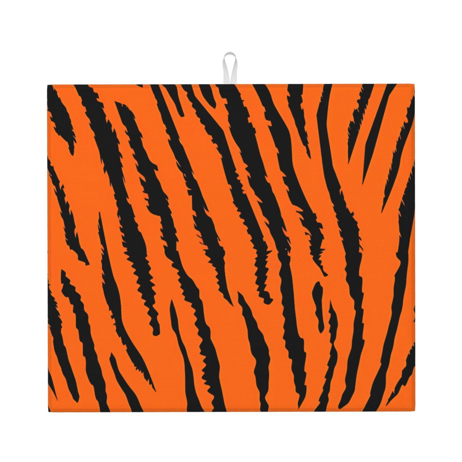 HJFCZH Orange tiger leopard Prints Kitchen Drying Mat – Absorbent Microfiber Throw for Dishes, Non-Slip Counter Cover, Quick-Drying Layer with Fade-Resistant Print