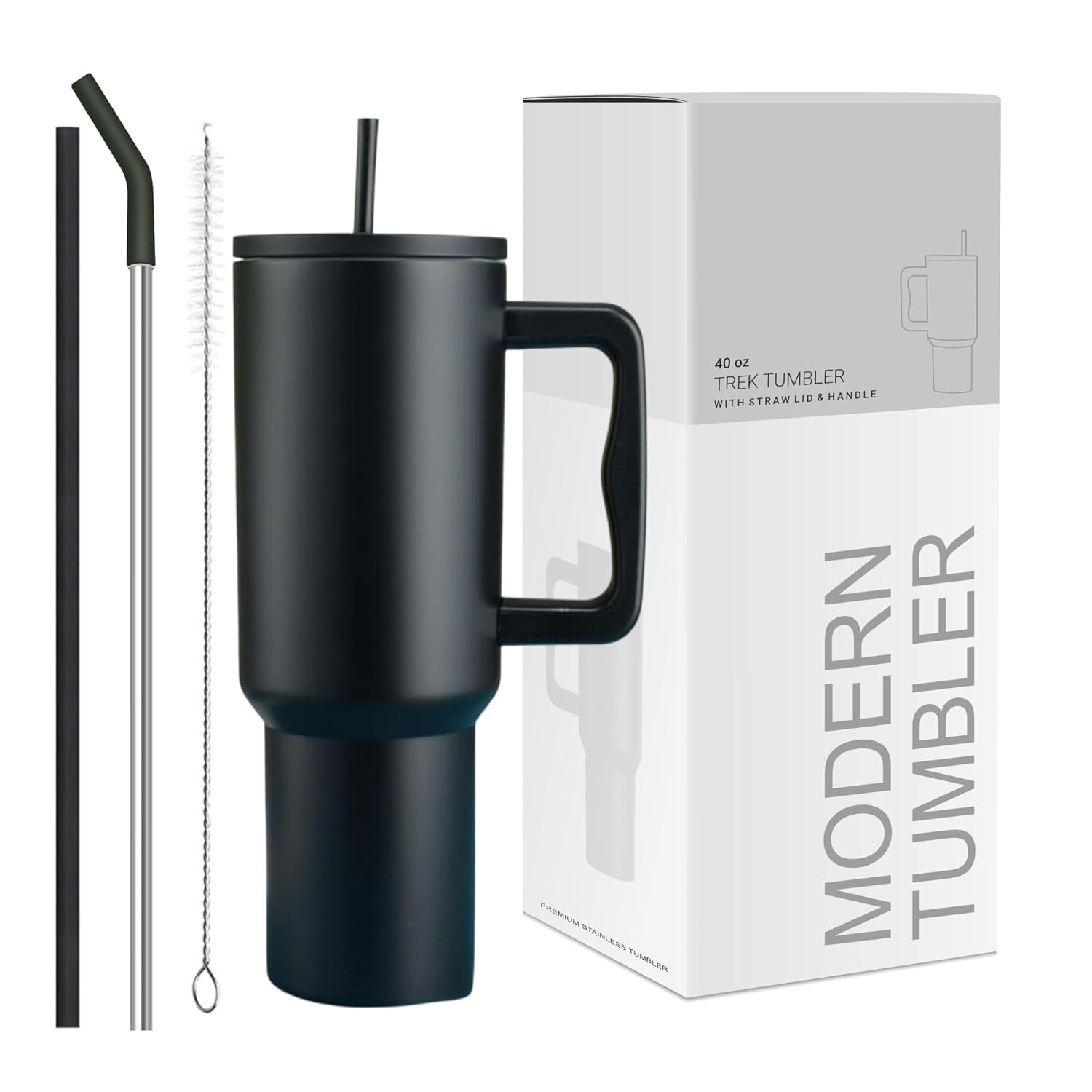 VOLITO Personalised 1200ml Tumbler with Straw & Handle|Custom Name Stainless Steel Double Wall Insulated Cup – Leakproof Sipper Mug for Hot & Cold Drinks|Travel Coffee & Water Tumbler (Midnight Black)