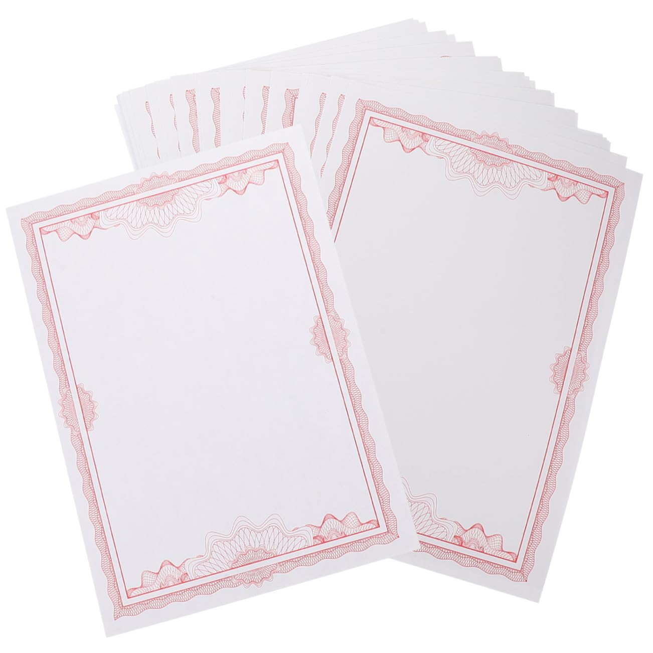 Operitacx Certificados de Diploma en Blanco para Premios y Reconocimientos, Papel Rojo, 50 Hojas Imprimibles para Uso en Oficina y Eventos Escolares