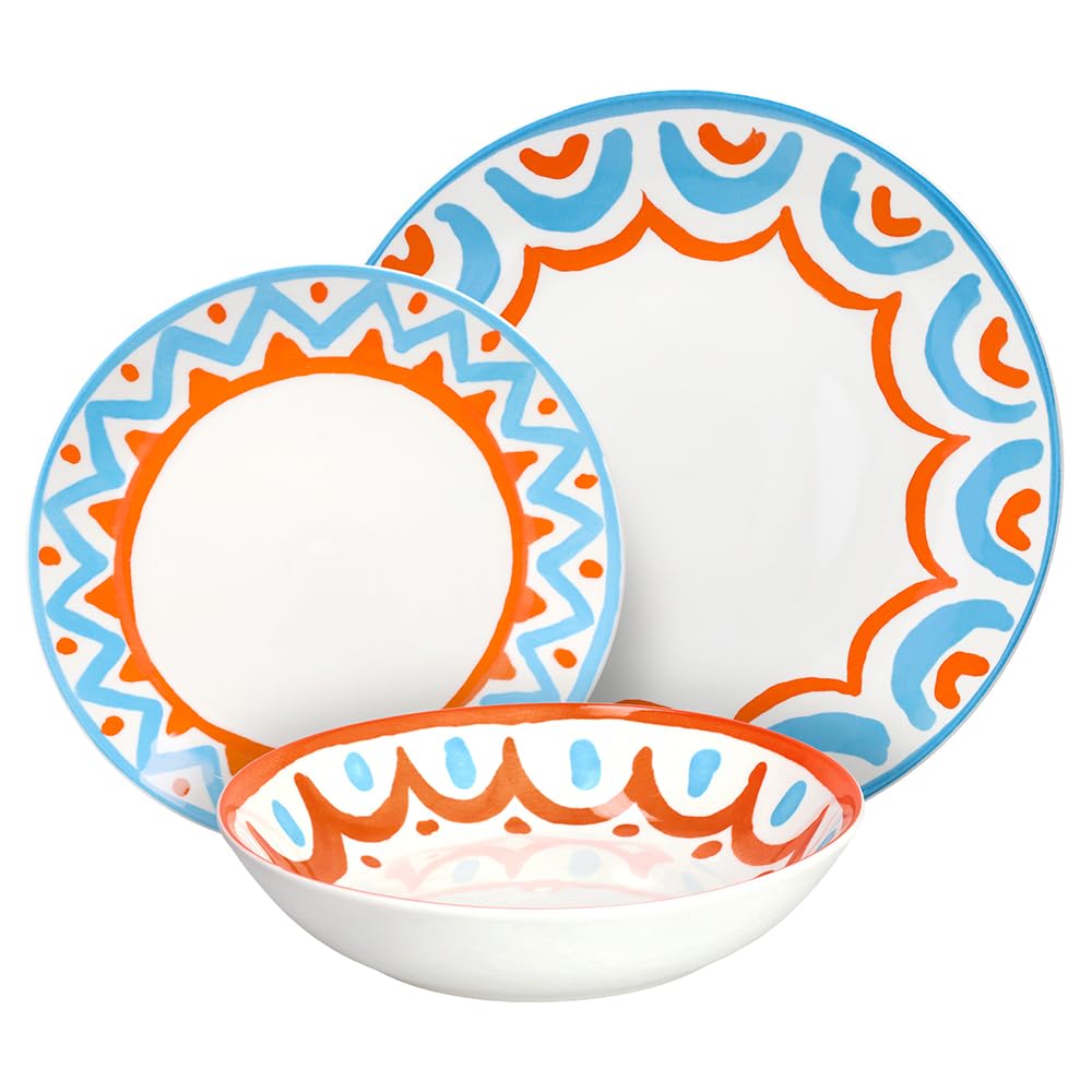Tognana Vietri, service de vaisselle 18 pièces pour 6 personnes, porcelaine, multicolore