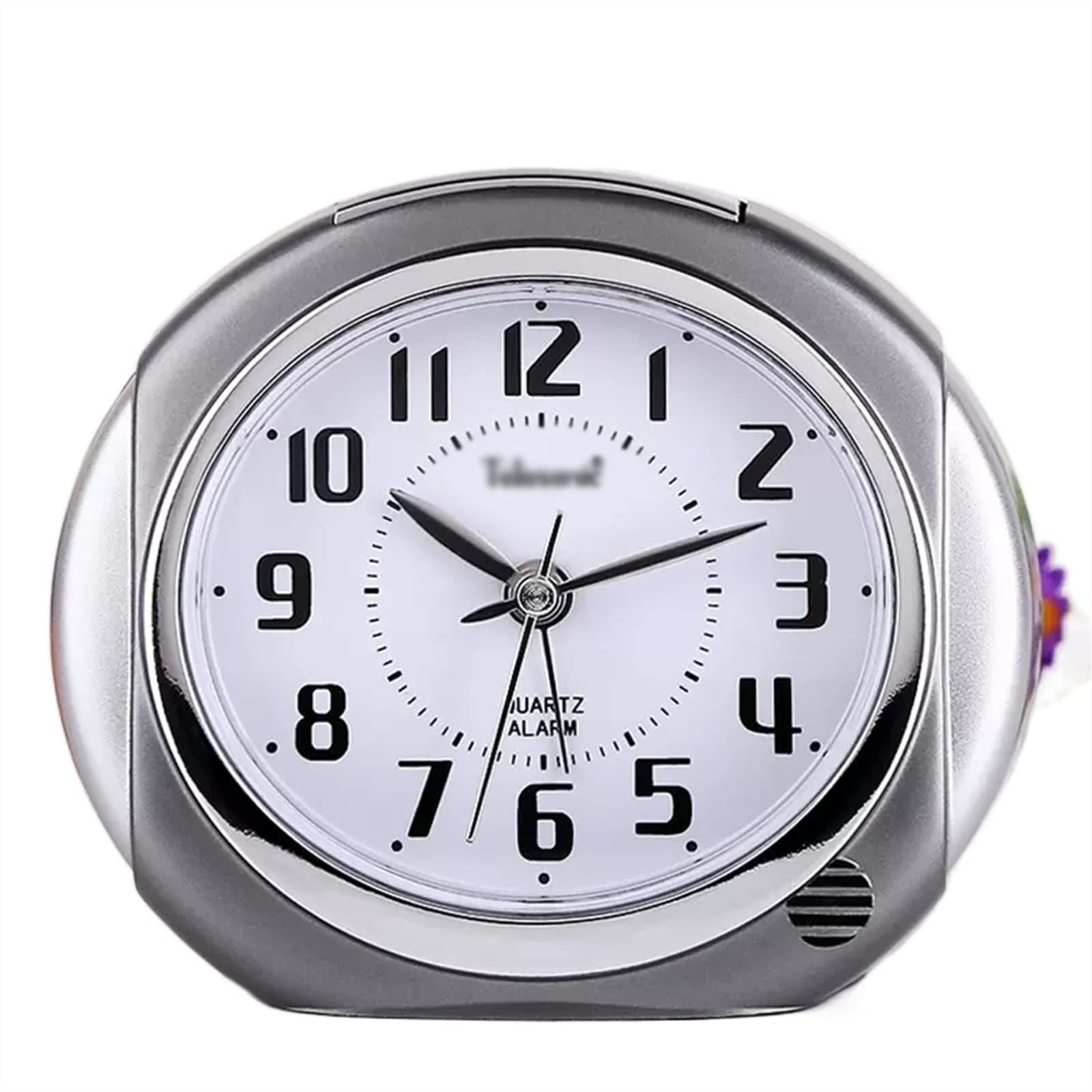 CFY652 Travel Clock 4" Non-Ticking Alarm Clock with Backlight, Silent with No Ticking Analog Quartz, Battery Operated Decoration(Gris)