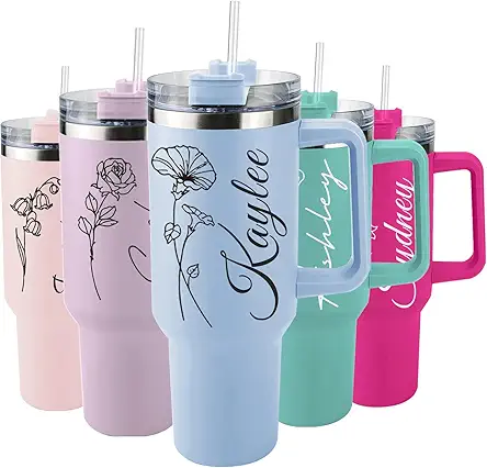Personalized 40 Oz Tumbler with Handle and Straw,...