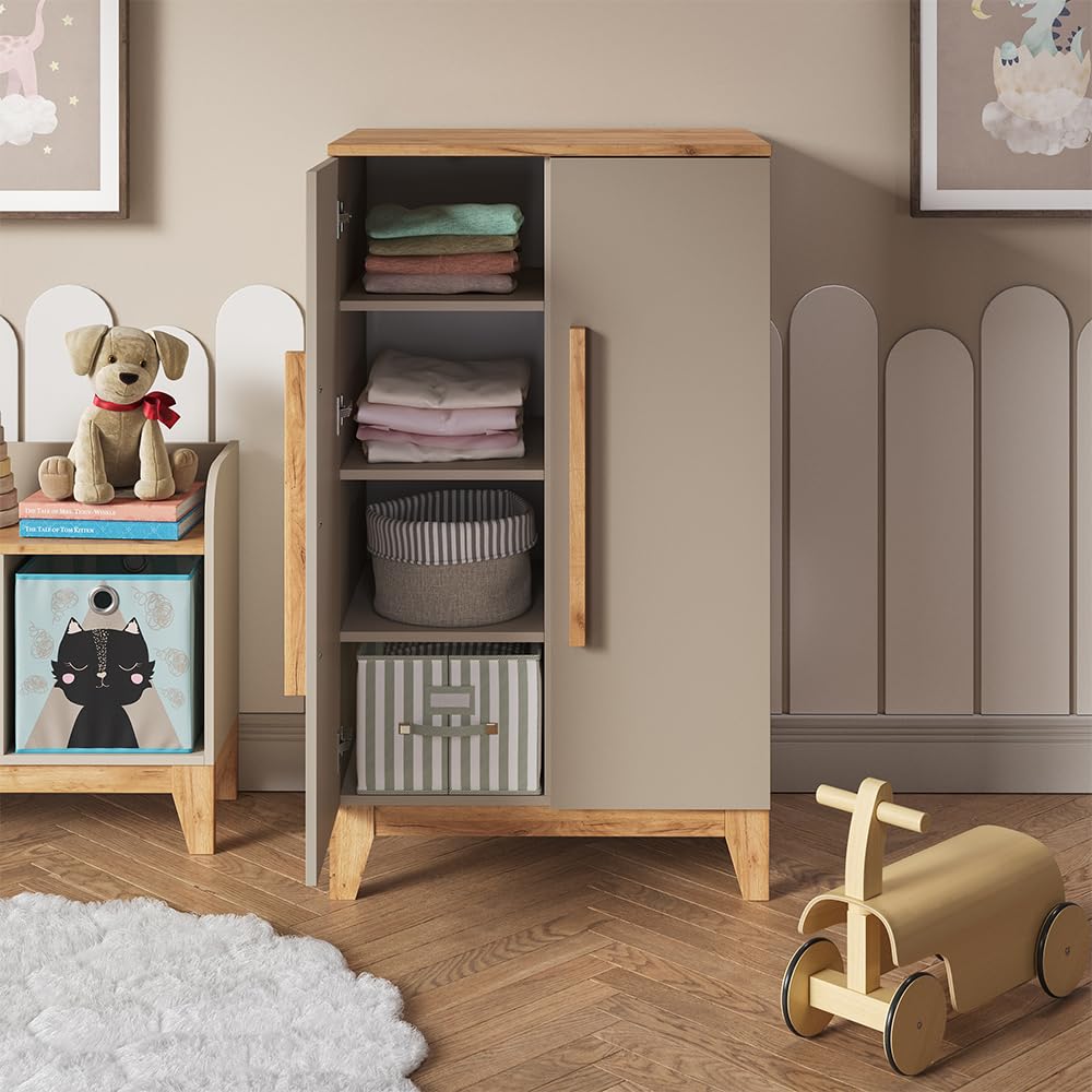 VitaliSpa Armoire pour Enfants Malia, Cachemire/Artisan, 70x120cm, pour Le Rangement des vêtements pour Enfants et combinable
