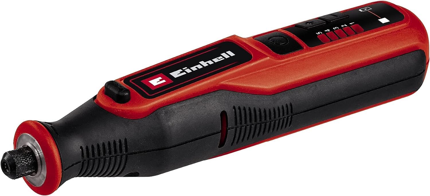 Einhell Akku-Schleif-/Gravur-Werkzeug TE-MT 7,2 Li (Lithium-Ionen, 7,2 V-Akku, Drehzahlelektronik, Arretierknopf, LED-Leuchtring, inkl. Ladestation, 57-tlg. Zubehörset + Box)