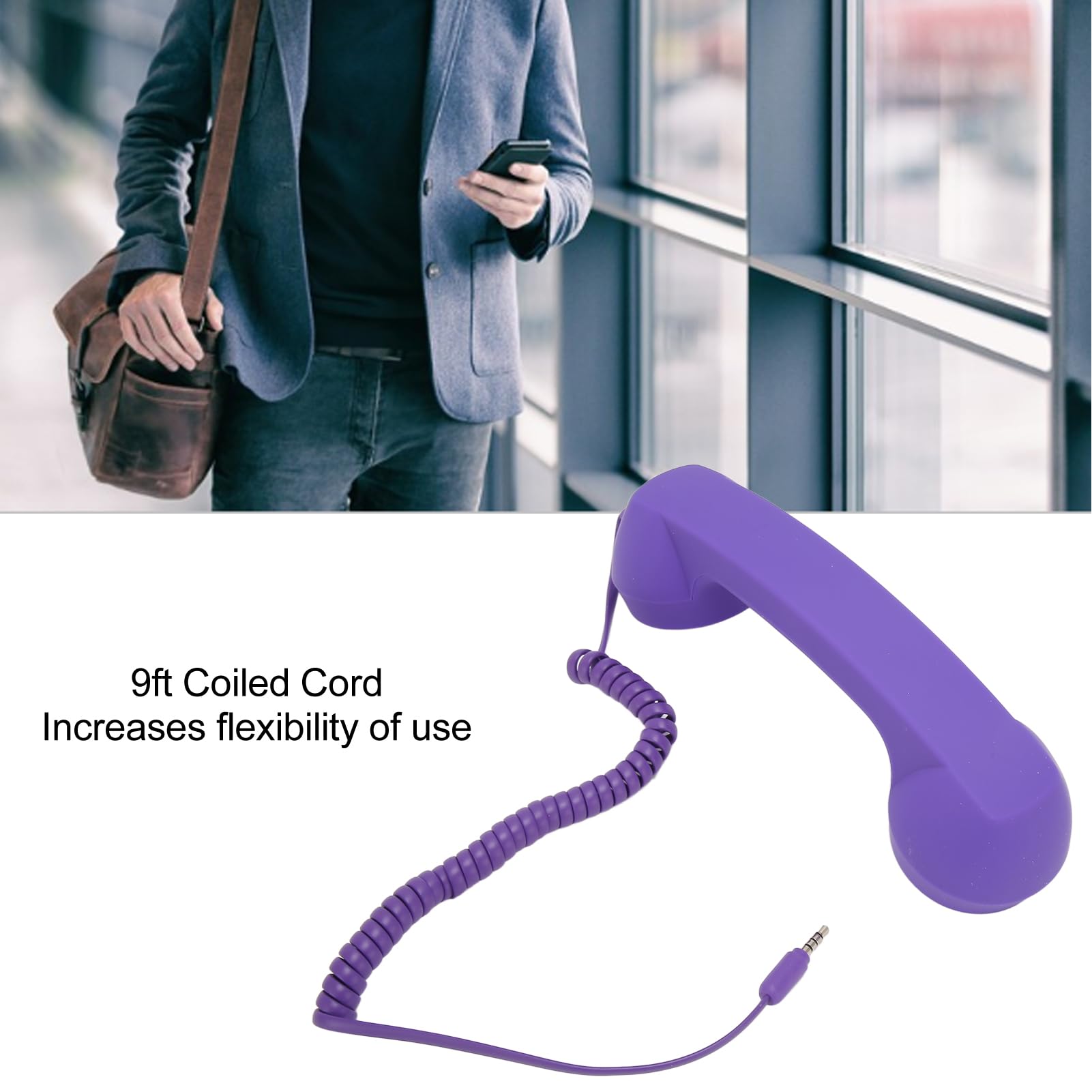 Retro Purple Telephone Handset, Radiation Proof Old Phone Headset, Cell Phone Receiver