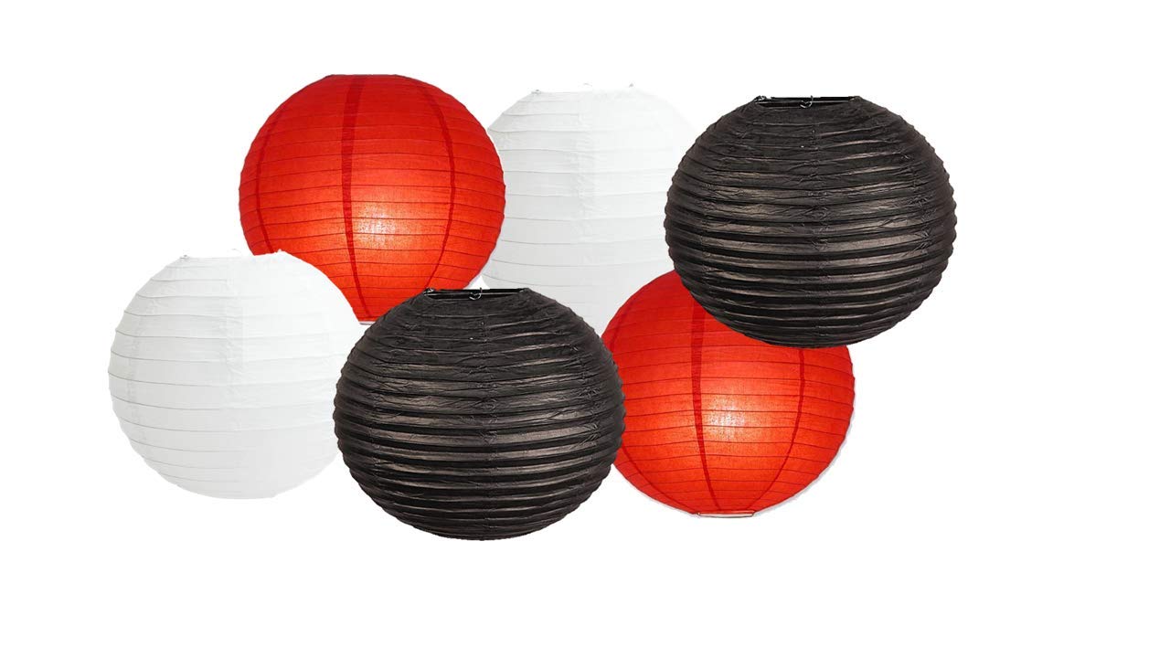 Paper Lanterns Mix Color Packs of 6 Round Paper Lanterns Lampshade (All Ivory/Cream, 12" (30 Cm)) — view 7