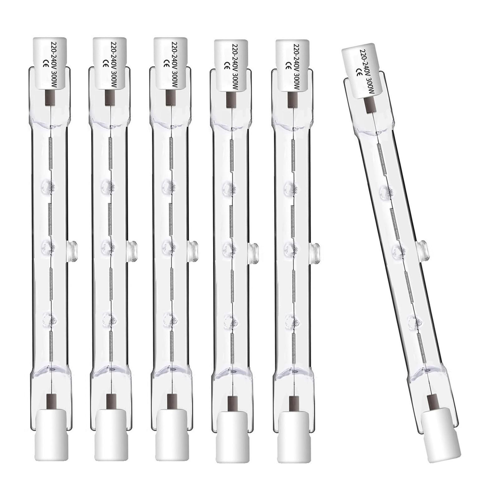 Trubuyware R7S 118mm Halogen leuchtmittel 300 Watt, Halogenstab 118mm 300W 6er Pack, R7S Halogenlampe 230V 2700K Warmweiß Dimmbar für Arbeitsleuchten Sicherheitsleuchten Landschaftsleuchten