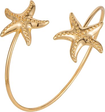 Gold Starfish Cuff Bracelets for Women Ocean Beach Open Bangle Adjustable Statement Bracelet Summer Jewelry