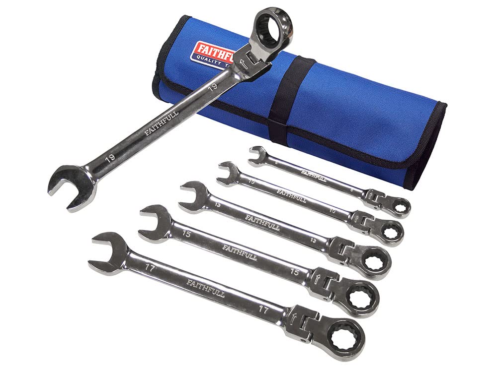 Silver Faithfull Combi Spanner Set, 6 Piece 5.40 cm x 10.20 cm x 26.60 cm