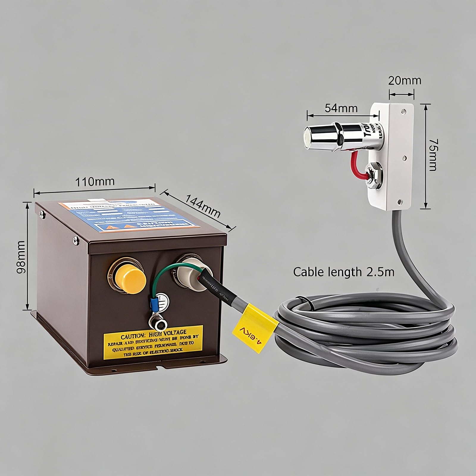 Przemysłowy pistolet jonizujący, ręczny pistolet gazowy antystatyczny, eliminator ładunków elektrostatycznych, generator wysokiego napięcia 4 kV, z uziemieniem, używany ze sprężarką powietrza