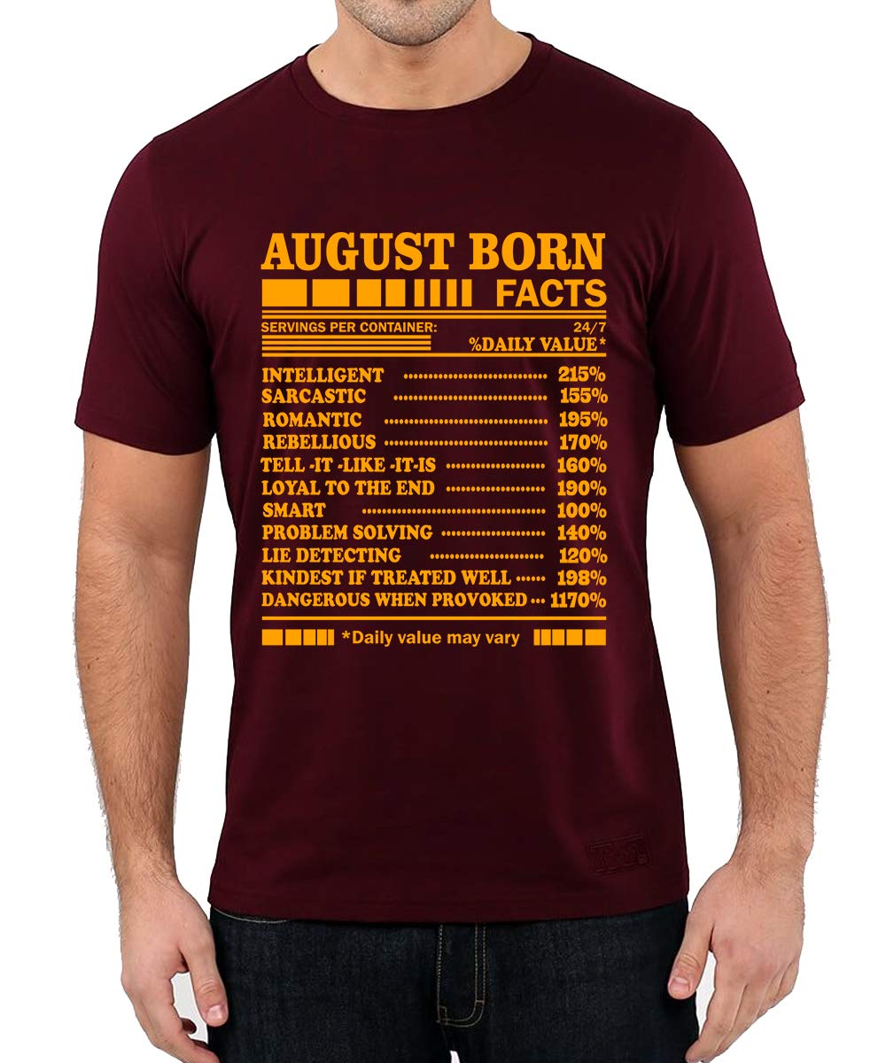 caseria Men's Cotton Printed T-Shirt -August Born Facts | 100% Cotton | Half Sleeves | Regular Fit | Printed | Round Neck | Graphic T Shirt-picture-18