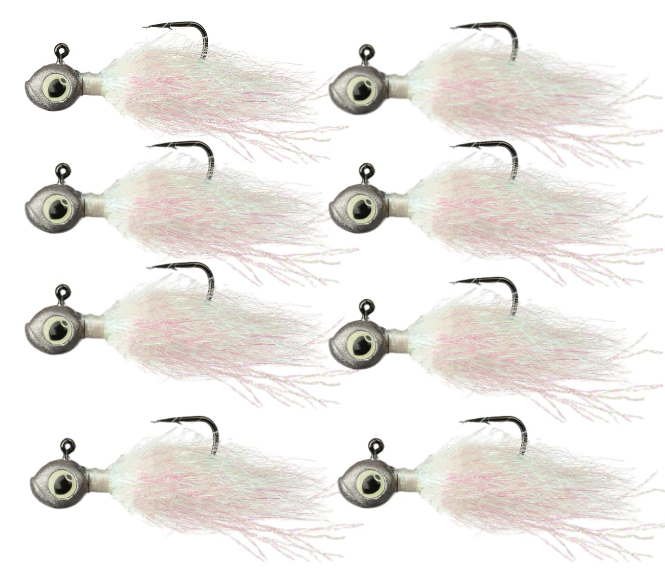 Pack of 20 Fishing Crappie Jig Head Marabou Feather Jig Head Hook Lure Round Ball for Bass Trout Walleye Panfish Bluegill 1.5g-5g