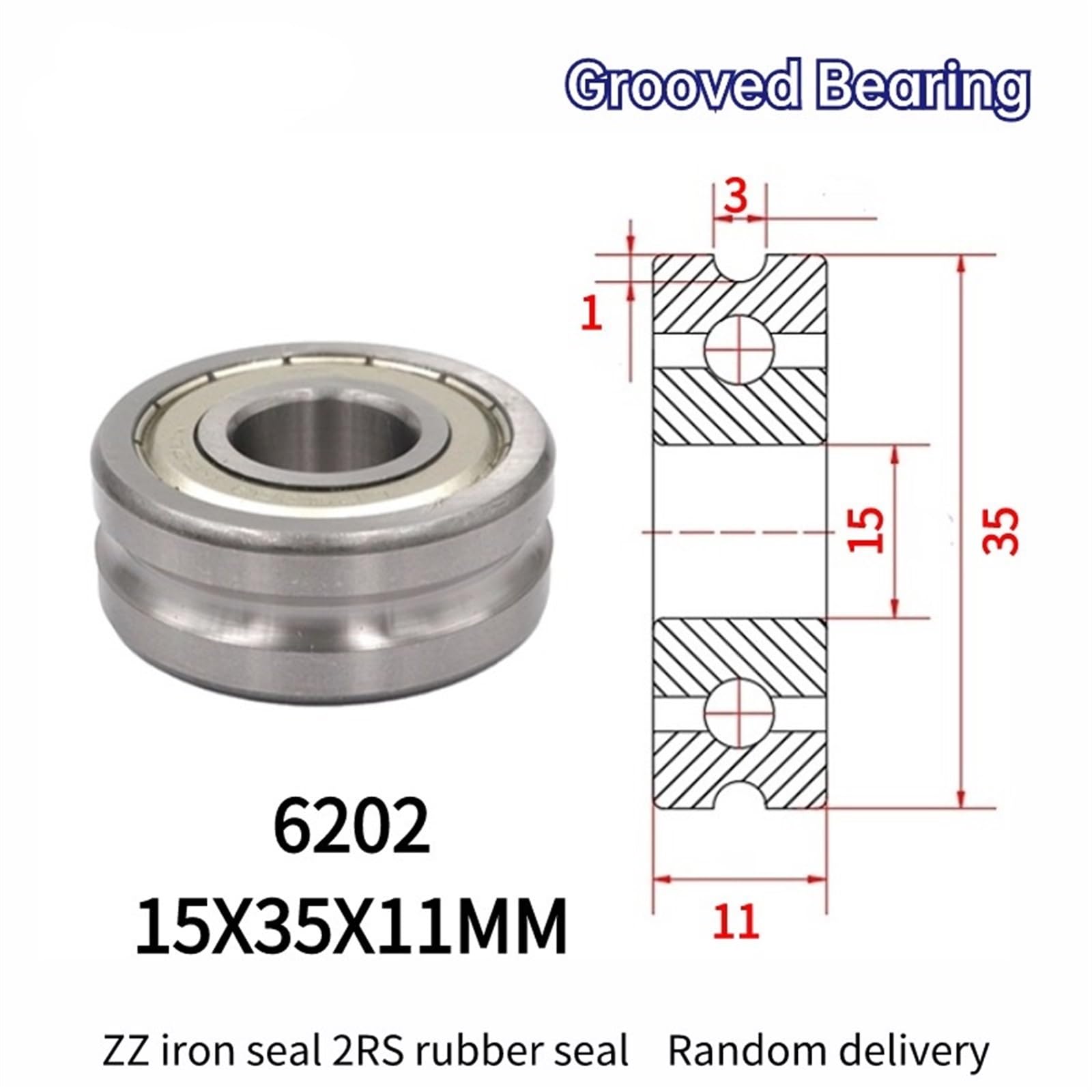 10 sztuk kół pasowych z rowkiem U 6202, 15 x 35 11 mm, z łożyskami rowkowymi (U6202-3-1)